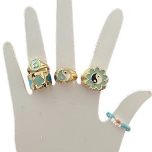 5 Piece Trendy Gold Rings Set
